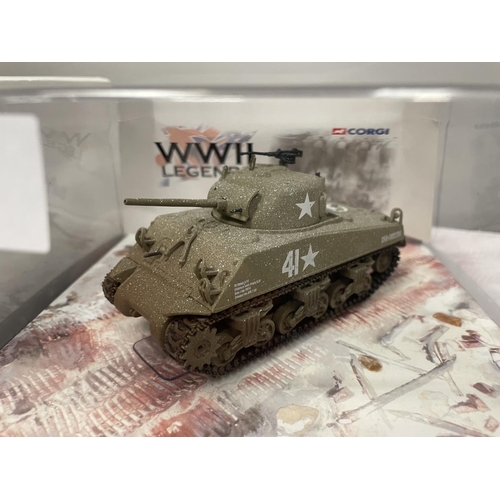 449 - A BOXED CORGI MODEL SHERMAN TANK FROM THE BATTLE OF THE BULGE RANGE