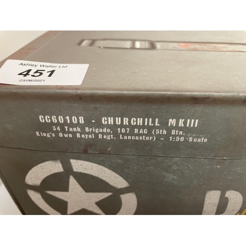 451 - A BOXED CORGI MODEL CHURCHILL TANK FROM THE D-DAY 60TH ANNIVERSARY RANGE - NUMBER CC60108