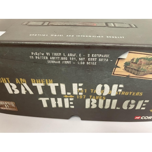 455 - A BOXED CORGI MODEL TIGER TANK FROM THE BATTLE OF THE BULGE RANGE