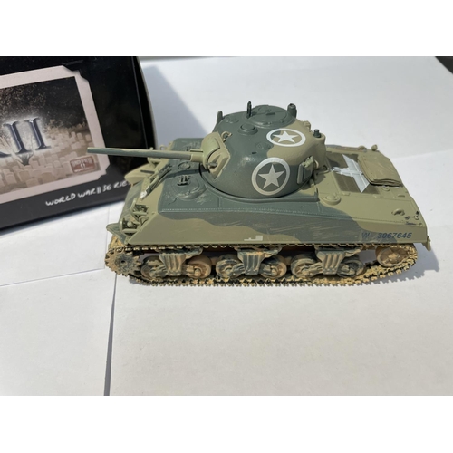 470 - A BOXED CORGI MODEL SHERMAN TANK FROM THE WORLD WAR II HEROES RANGE