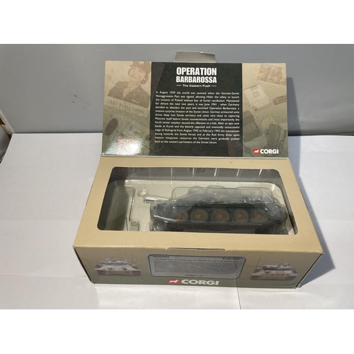 480 - A BOXED CORGI MODEL T34 TANK FROM THE OPERATION BARBAROSA RANGE - NUMBER CC51602