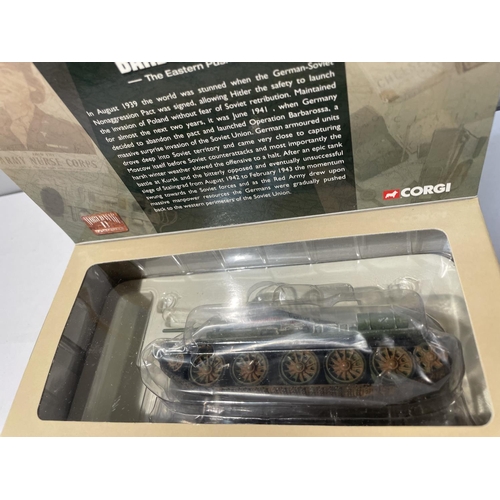 481 - A BOXED CORGI MODEL T34 TANK FROM THE OPERATION BARBAROSA RANGE - NUMBER CC51602