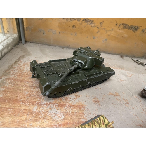 494 - FOUR UNBOXED CORGI MODEL TANKS - A PANTHER, A T34, A CHIEFTAIN AND A TIGER