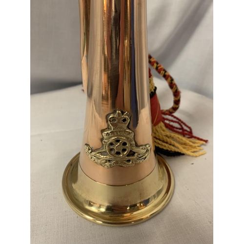 17 - A BRASS AND COPPER ARMY STYLE BUGLE