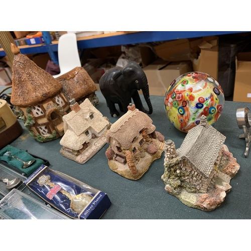 51 - A COLLECTION OF ASSORTED ITEMS TO INCLUDE LILLIPUT LANE COTTAGES, PAPERWEIGHT, ELEPHANT ETC