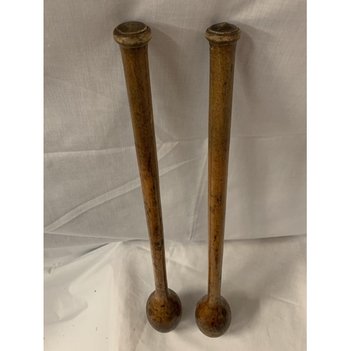 76 - PAIR OF WOODEN TRIBAL KNOBKERRYS