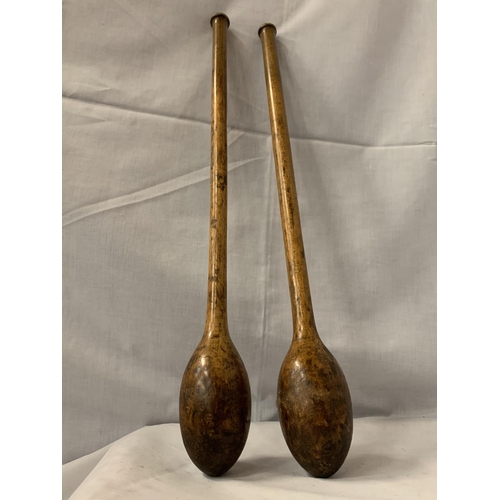 76 - PAIR OF WOODEN TRIBAL KNOBKERRYS