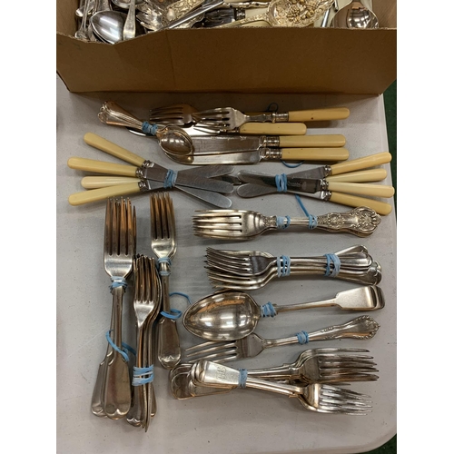 88 - A BOX OF SILVER PLATED CUTLERY