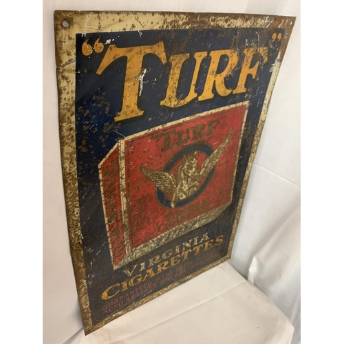 9 - A 1920'S TIN TURF SIGN 74CM X 51CM