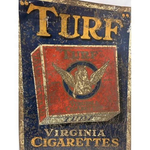 9 - A 1920'S TIN TURF SIGN 74CM X 51CM