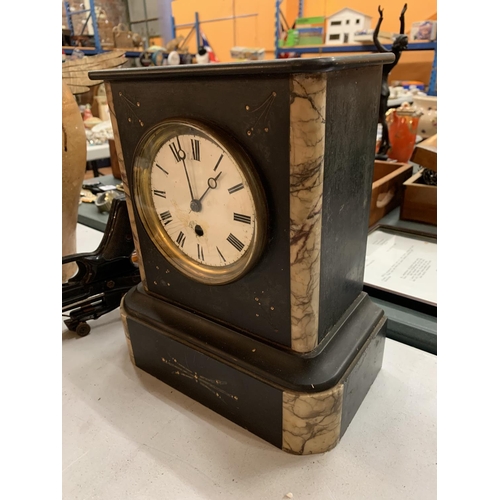 97 - A VICTORIAN MARBLE MANTLE CLOCK