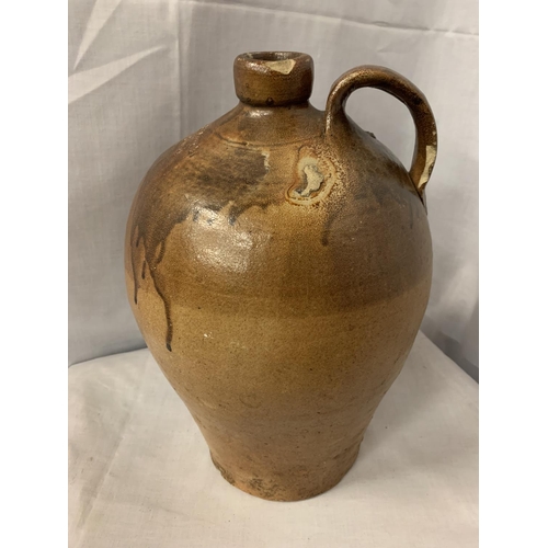 99 - A LARGE PRELSEY & BARCLAY STONEWARE FLAGON