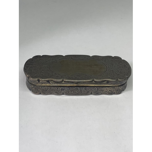 517 - A HALLMARKED BIRMINGHAM SILVER BOX  WITH A PAIR OF YELLOW METAL BOOT CHARMS