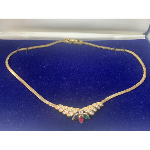 680 - AN ATTWOOD AND SAWYER NECKLACE FROM THE ATTWOOD COLLECTION WITH CLEAR AND COLOURED STONES, PRESENTAT... 