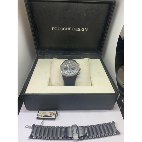 692 - A BOXED PORSCHE DESIGN AUTOMATIC CHRONOGRAPH WRISTWATCH WITH EXTRA STRAP AND INSTRUCTIONS RRP £3075