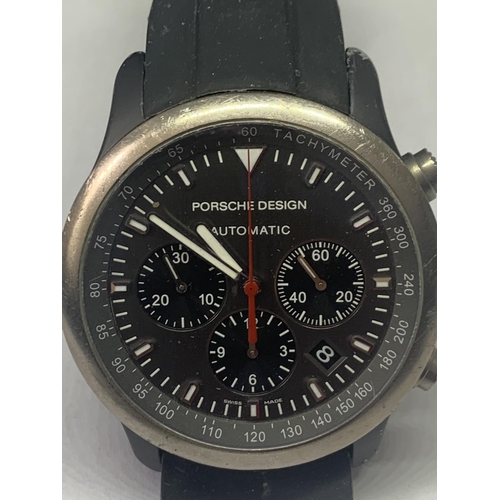 692 - A BOXED PORSCHE DESIGN AUTOMATIC CHRONOGRAPH WRISTWATCH WITH EXTRA STRAP AND INSTRUCTIONS RRP £3075