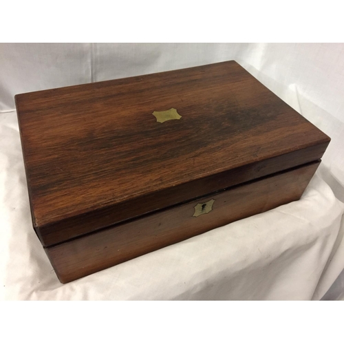 20A - A MAHOGANY BOX WITH BRASS INLAY AND A KOALA BEAR WINE STOPPER