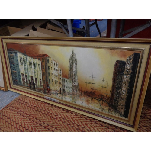 801 - A FRAMED OIL ON CANVAS CAZIER CHAPEL STREET LIVERPOOL