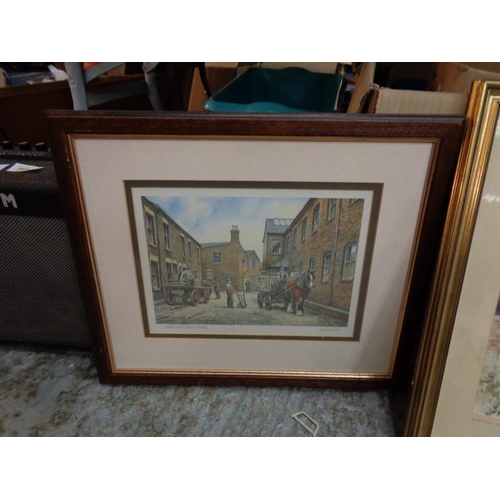 802 - TWO FRAMED SIGNED PRINTS ONE OF WOOLLISCROFTS FACTORY AND HENLEY AND GLADSTONE POTTERY MUSEUM