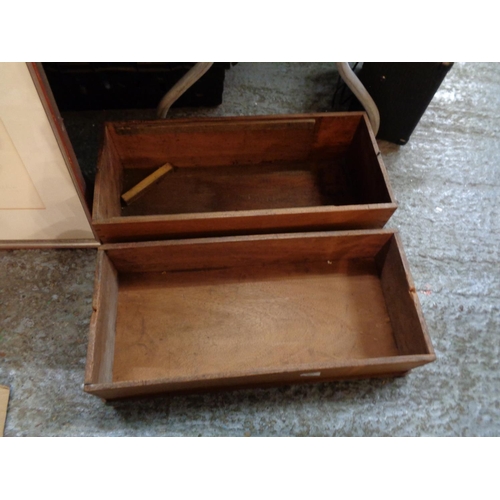 803 - TWO WOODEN VINTAGE BOXES/DRAWERS W: 64 CM , H: 14 CM