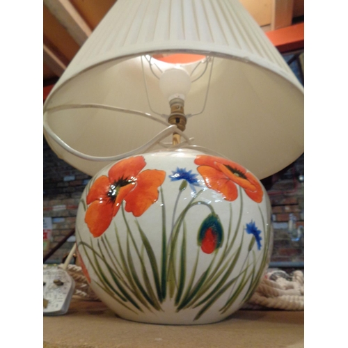 830 - A SET OF LARGE HAND PAINTED MATCHING TABLE LAMPS