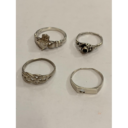 663 - SEVEN VARIOUS SILVER RINGS