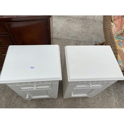 2448 - TWO WHITE BEDSIDE CABINETS