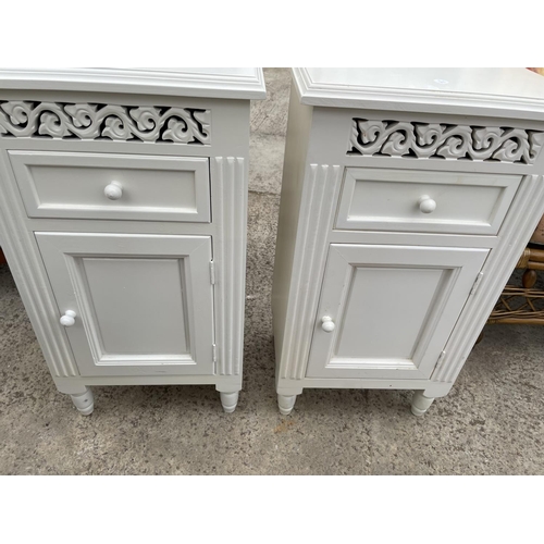 2448 - TWO WHITE BEDSIDE CABINETS