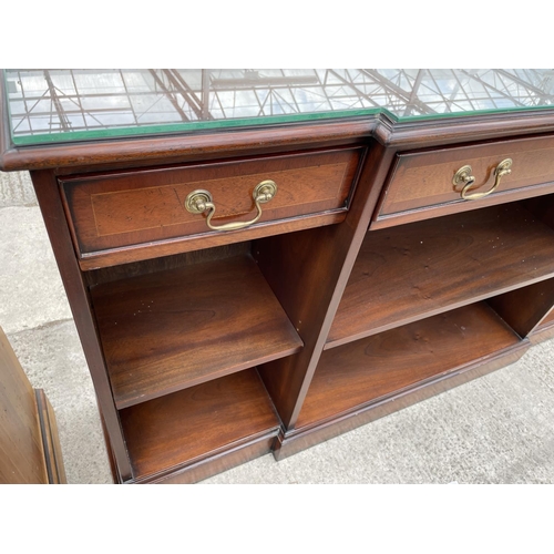 2454 - A MAHOGANY BREAKFRONT BOOKCASE