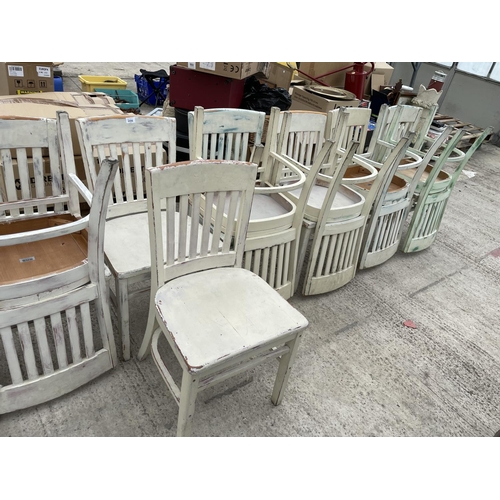 2456 - TEN SHABBY CHIC DINING CHAIRS