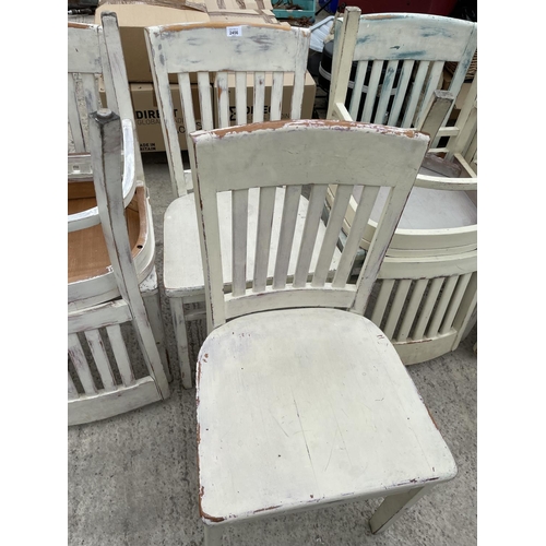 2456 - TEN SHABBY CHIC DINING CHAIRS