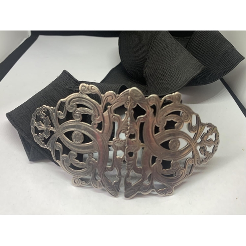 696 - A HALLMARKED BIRMINGHAM SILVER NURSES BELT BUCKLE