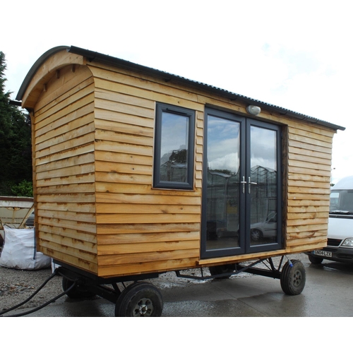 108 - A SHEPHERD'S HUT-CLAD IN OAK -75 MIL KINGSPAN INSULATION - SOFA BED -UNIT & WORK TOP +VAT