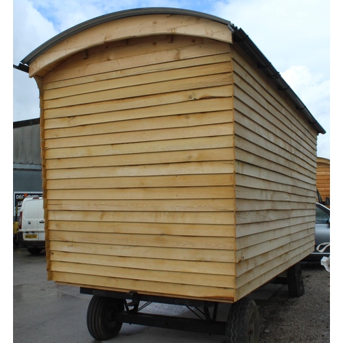 108 - A SHEPHERD'S HUT-CLAD IN OAK -75 MIL KINGSPAN INSULATION - SOFA BED -UNIT & WORK TOP +VAT