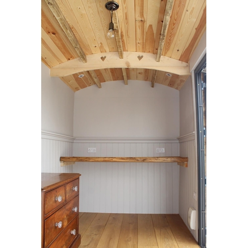 108 - A SHEPHERD'S HUT-CLAD IN OAK -75 MIL KINGSPAN INSULATION - SOFA BED -UNIT & WORK TOP +VAT