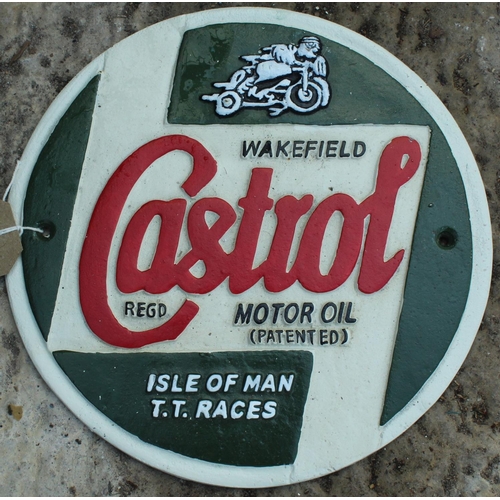 21 - CASTROL WAKEFIELD CAST IRON SIGN  NO VAT