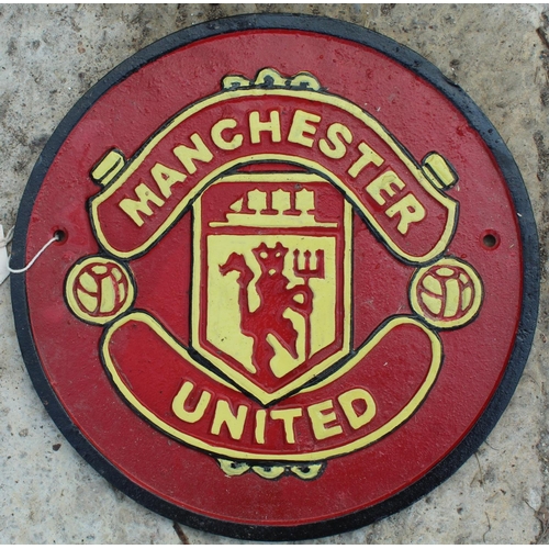 22 - MANCHESTER UNITED FOOTBALL CLUB CAST IRON SIGN -NO VAT