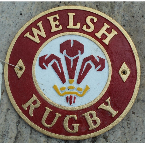 23 - CAST IRON WELSH RUGBY SIGN -NO VAT