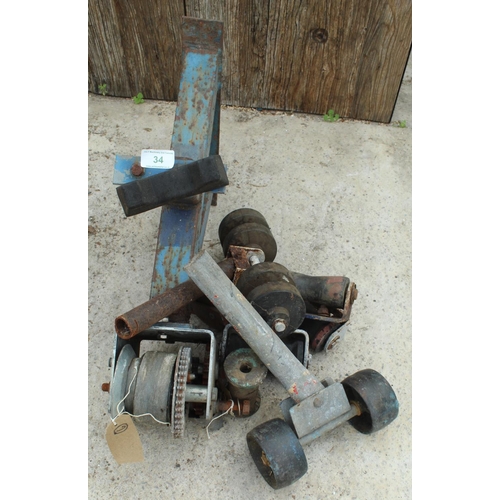 34 - BOAT WINCH &  RUBBER WHEELS  + VAT