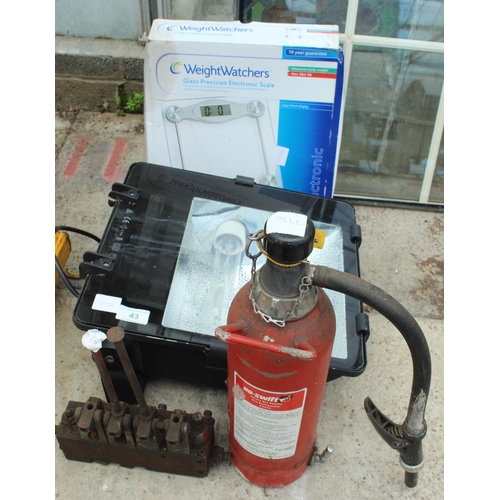 43 - FLOODLIGHTS, FIRE EXTINGUISHER, ETC  +NO VAT