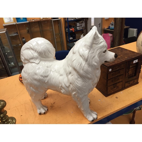 49 - A LARGE WHITE CERAMIC SAMOYED DOG