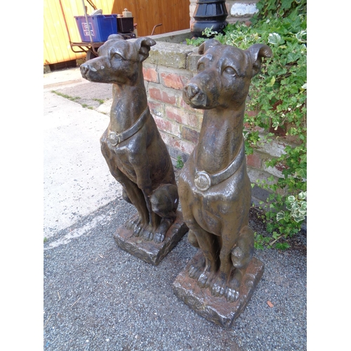 2 - TWO LARGE RESIN TYPE DOG STATUES