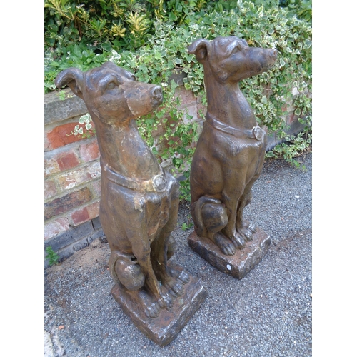 2 - TWO LARGE RESIN TYPE DOG STATUES