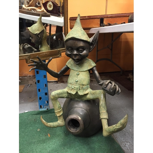 40 - A LARGE BRONZE FIGURE OF A PIXIE