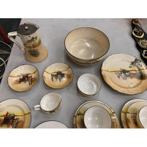 166 - VAROUS PIECES OF ROYAL DOULTON HORSE AND CARRIAGE TEASET TO INCLUDE TRIOS, BOWL, POT ETC