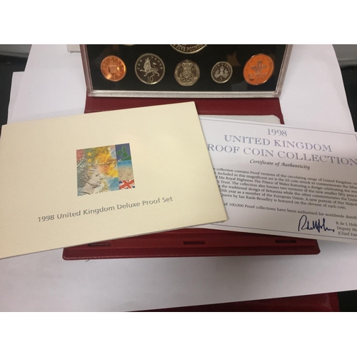 358 - A ROYAL MINT 1998 TEN COIN PROOF SET IN HARD CASE WITH COA .