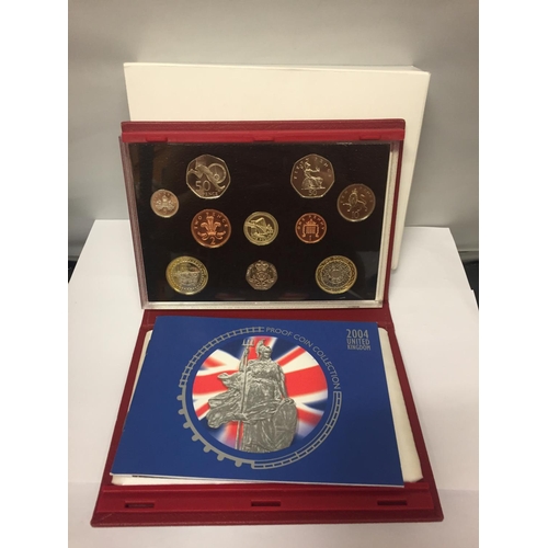 363 - A ROYAL MINT 2004 TEN COIN PROOF SET IN HARD CASE WITH COA .