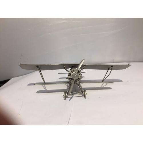 411 - A BOXED PEWTER MODEL 1919 BIPLANE 'ARMSTRONG WHITWORTH SISKIN'