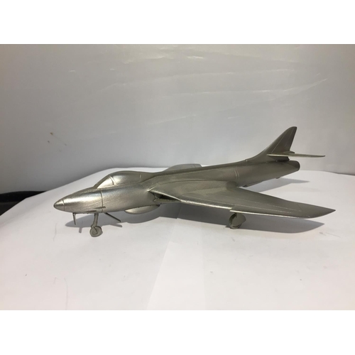 414 - A BOXED PEWTER MODEL 1951 BRITISH RAF TRANSONIC JET AEROPLANE 'HAWKER HUNTER F6'