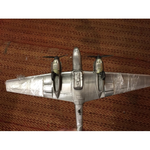 417 - A BOXED PEWTER MODEL 1930s GERMAN WW2 FIGHTER BOMBER AEROPLANE 'MESSERSCHMITT 110'